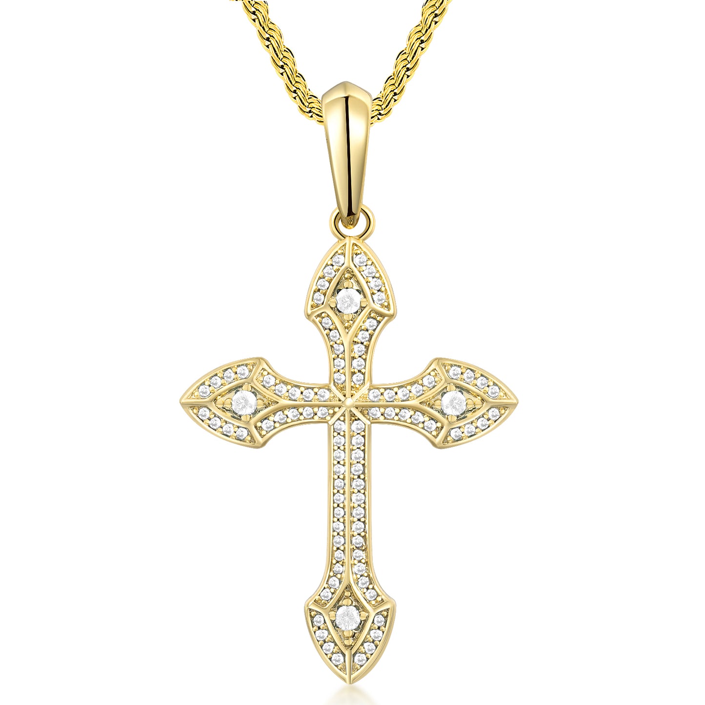 Fthway DivineEdge™ Moissanite Cross Necklace – 18K White Gold Over 925 Silver