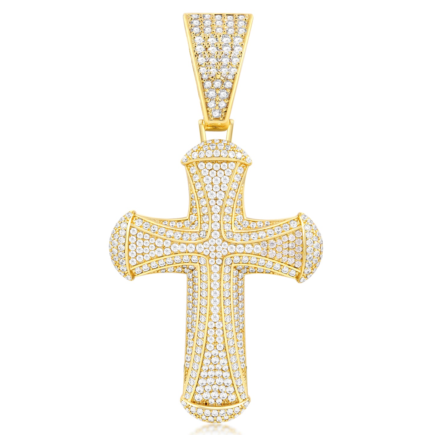 Fthway Signature Luxe Cross – Moissanite-Encrusted Pendant in 18K Gold Plated Silver