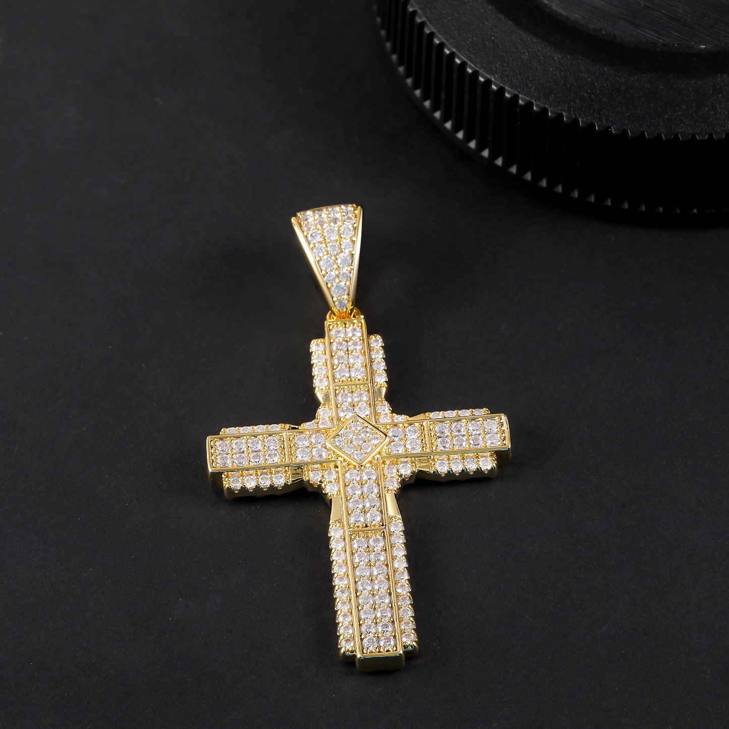 Fthway RadiantFaith™ Cross Necklace – 18K Gold-Plated Sterling Silver with CZ Stones