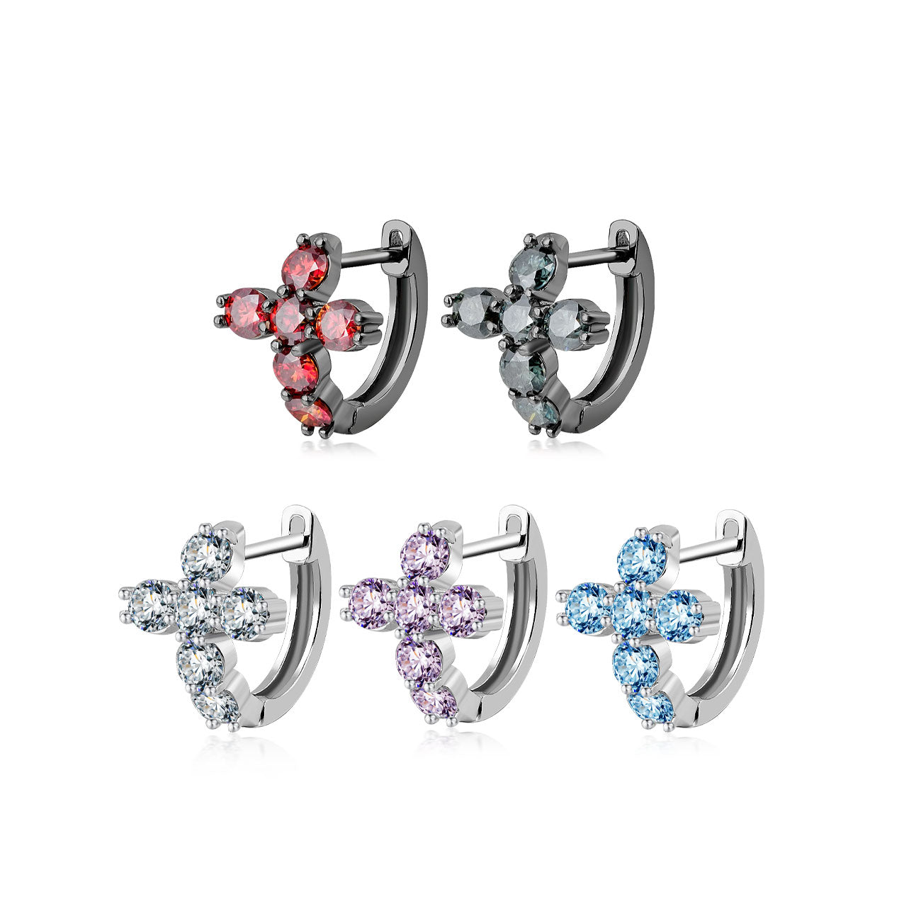 Aurora Gem Huggie Earrings – Sterling Silver with Moissanite Shine