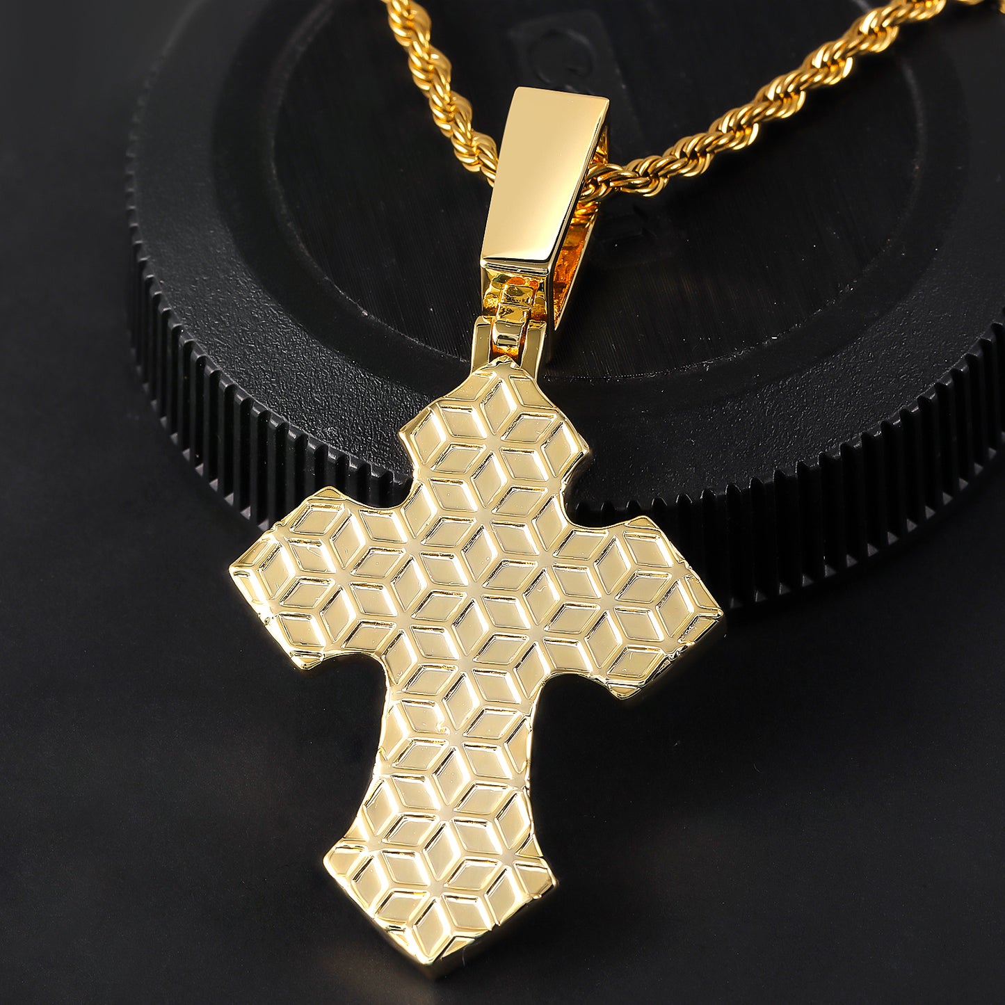Fthway FaithGlow Gold-Plated Sterling Silver CZ Cross Necklace | Unisex with Stainless Steel Chain