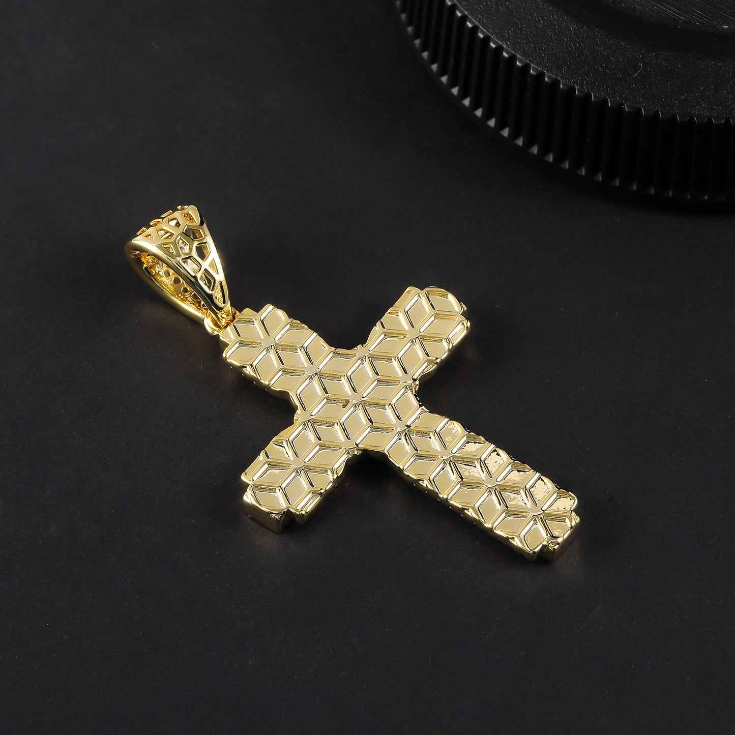 Fthway RadiantFaith™ Cross Necklace – 18K Gold-Plated Sterling Silver with CZ Stones