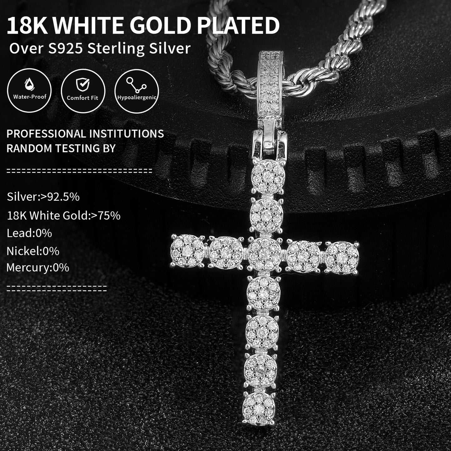 Blessed Light โ Sparkling Moissanite Cross Necklace for Women