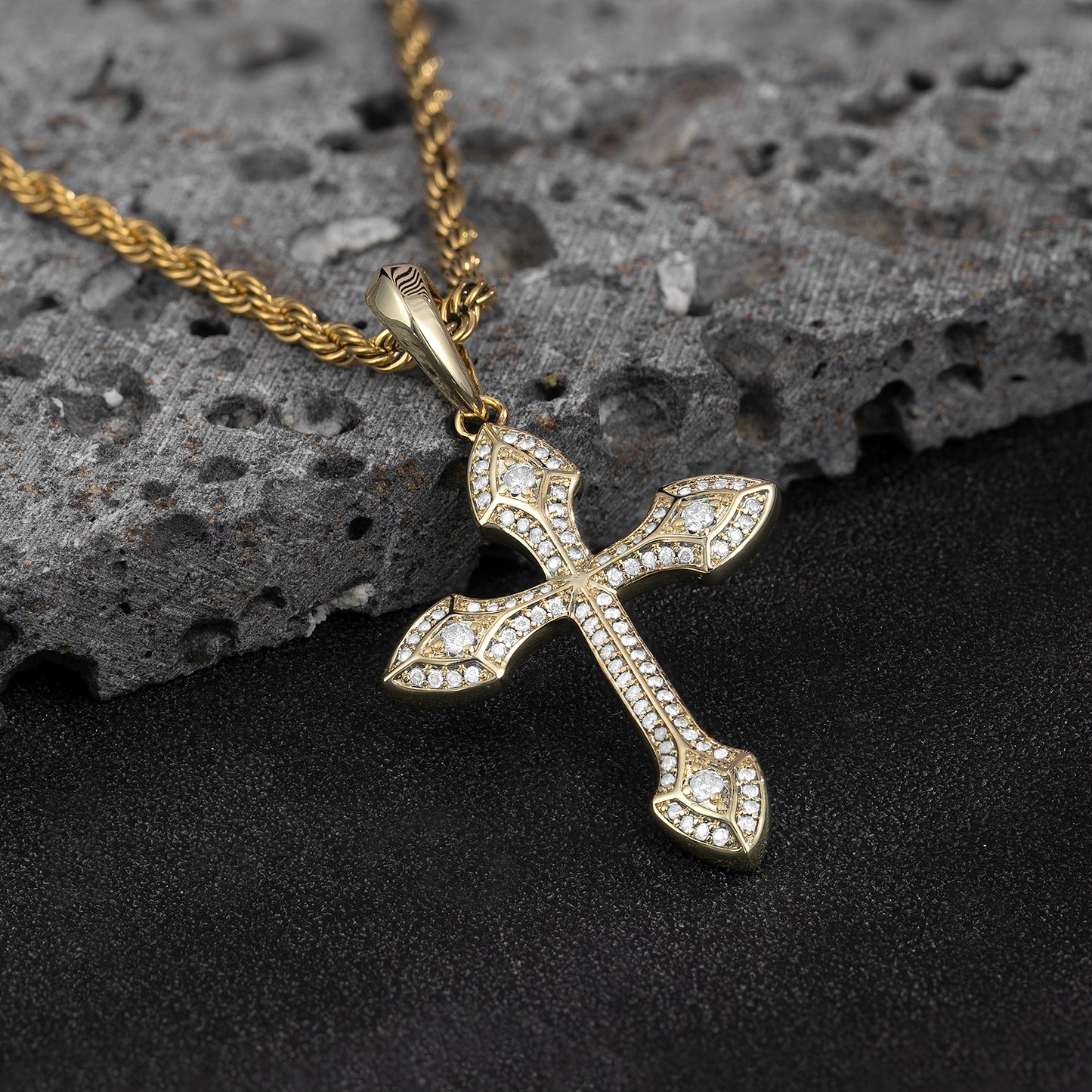 Fthway DivineEdge™ Moissanite Cross Necklace – 18K White Gold Over 925 Silver