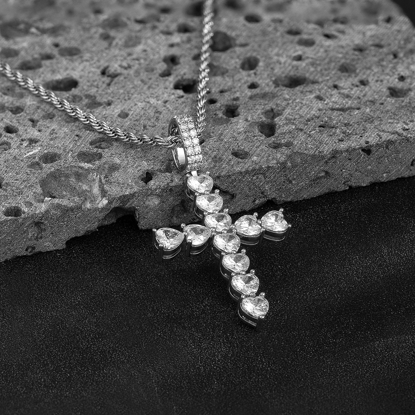 Fthway PureGrace™ Moissanite Cross Necklace – 18K White Gold Over 925 Silver