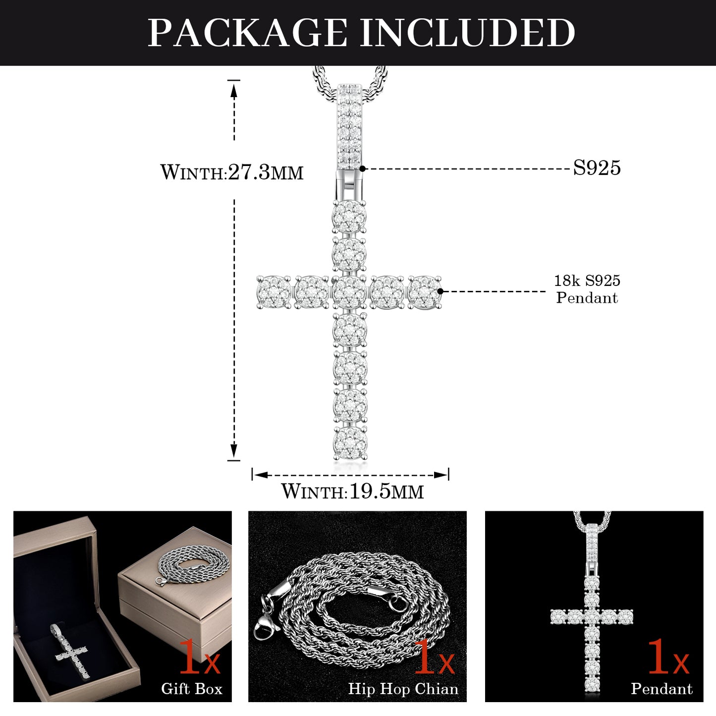 Blessed Light โ Sparkling Moissanite Cross Necklace for Women
