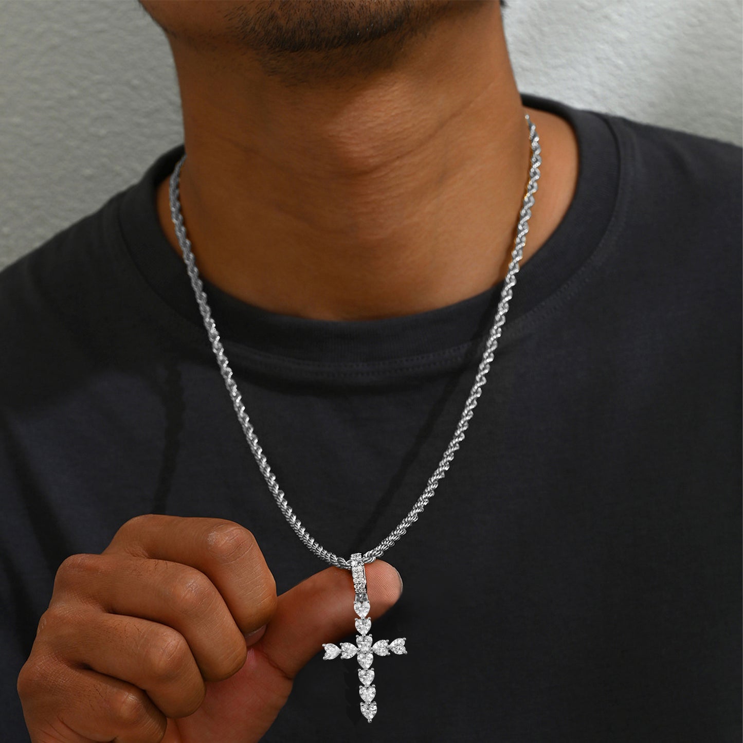 Fthway PureGrace™ Moissanite Cross Necklace – 18K White Gold Over 925 Silver
