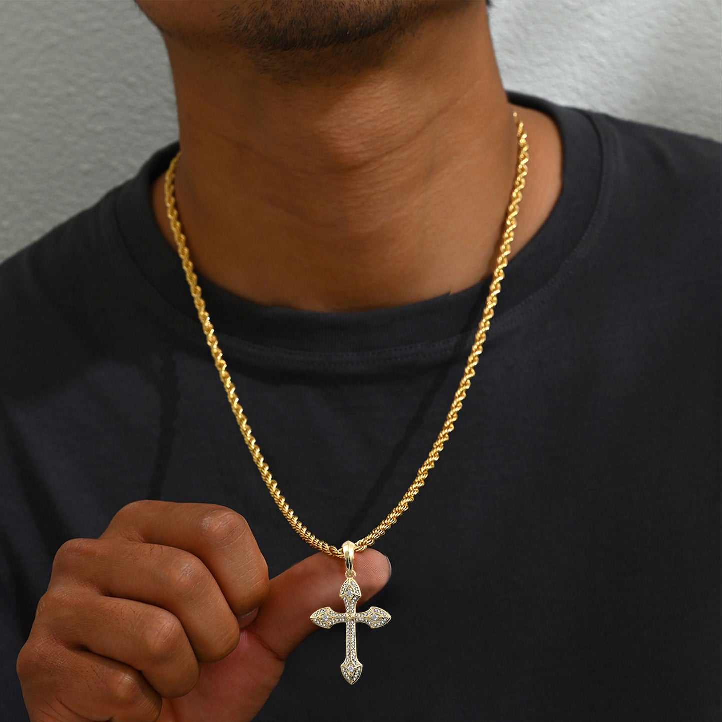 Fthway DivineEdge™ Moissanite Cross Necklace – 18K White Gold Over 925 Silver