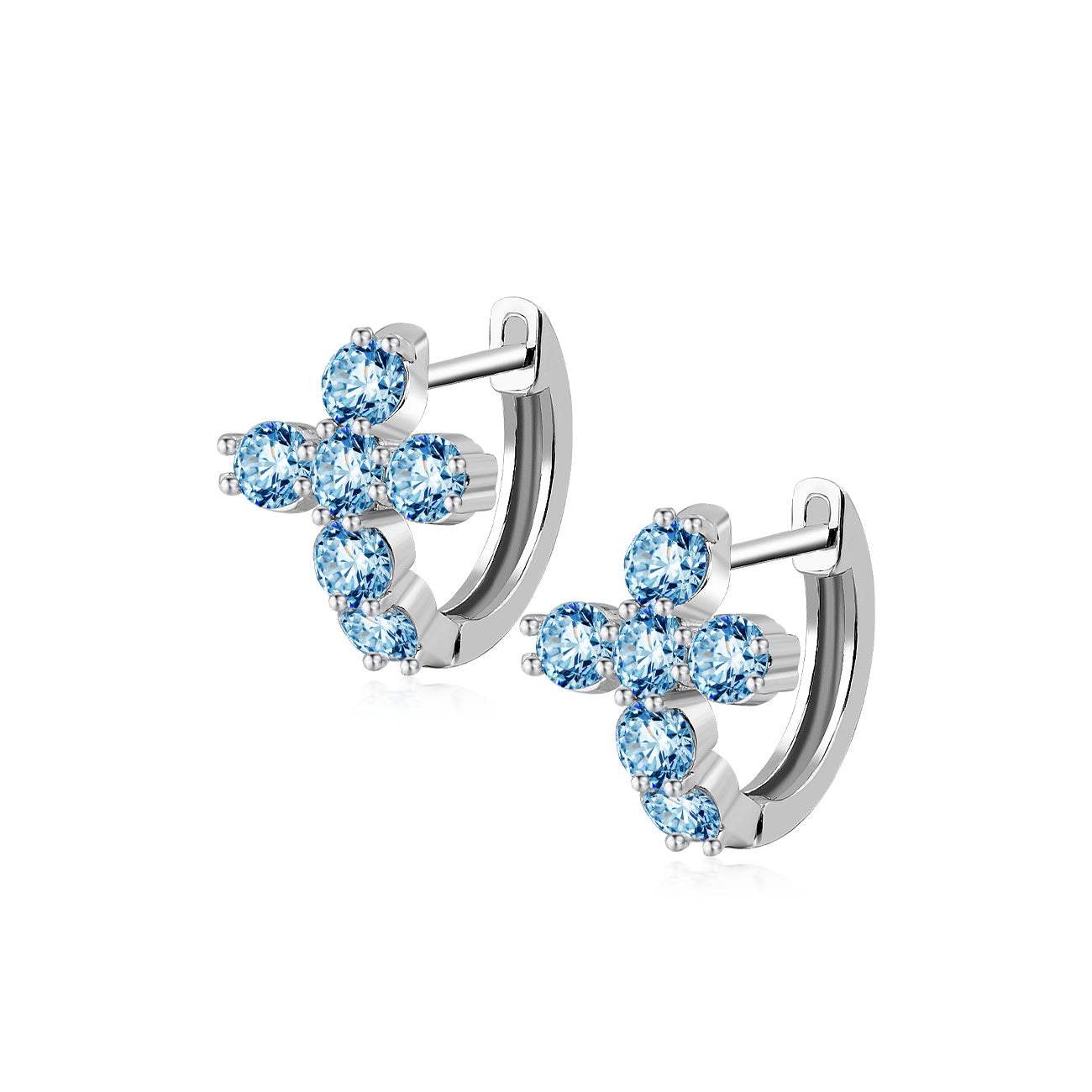 Aurora Gem Huggie Earrings – Sterling Silver with Moissanite Shine