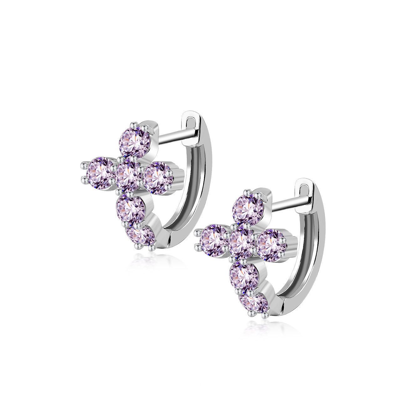Aurora Gem Huggie Earrings – Sterling Silver with Moissanite Shine