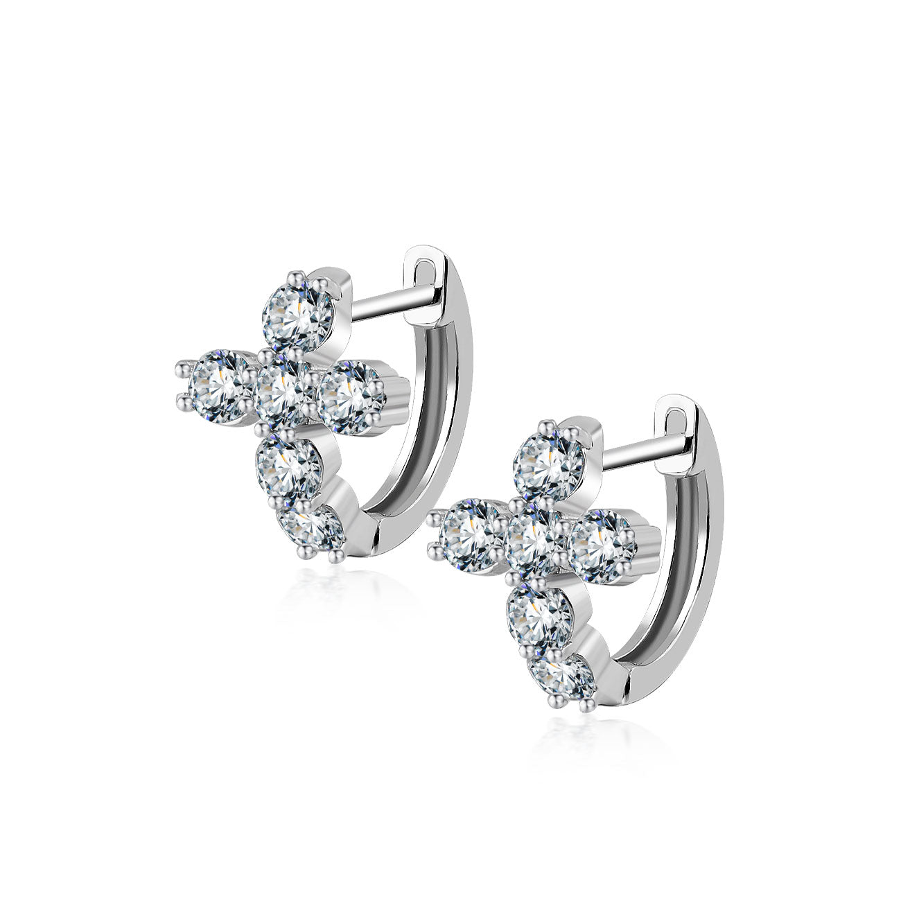 Aurora Gem Huggie Earrings – Sterling Silver with Moissanite Shine