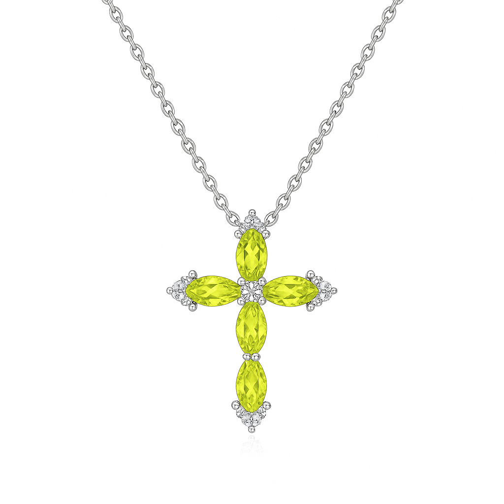 Crimson Radiance – 925 Sterling Silver Crystal Cross Necklace