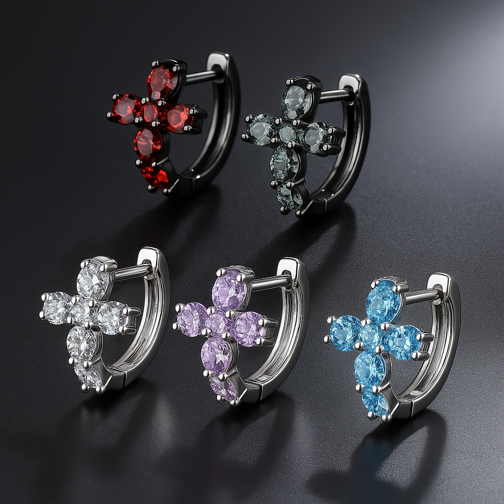 Aurora Gem Huggie Earrings – Sterling Silver with Moissanite Shine