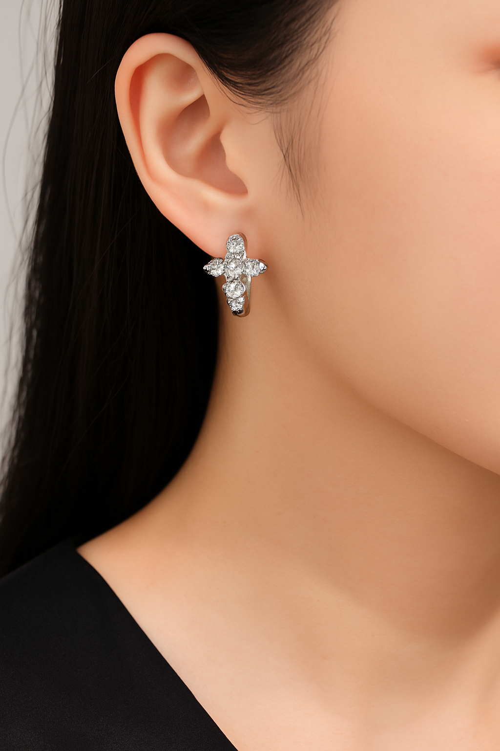 Aurora Gem Huggie Earrings – Sterling Silver with Moissanite Shine