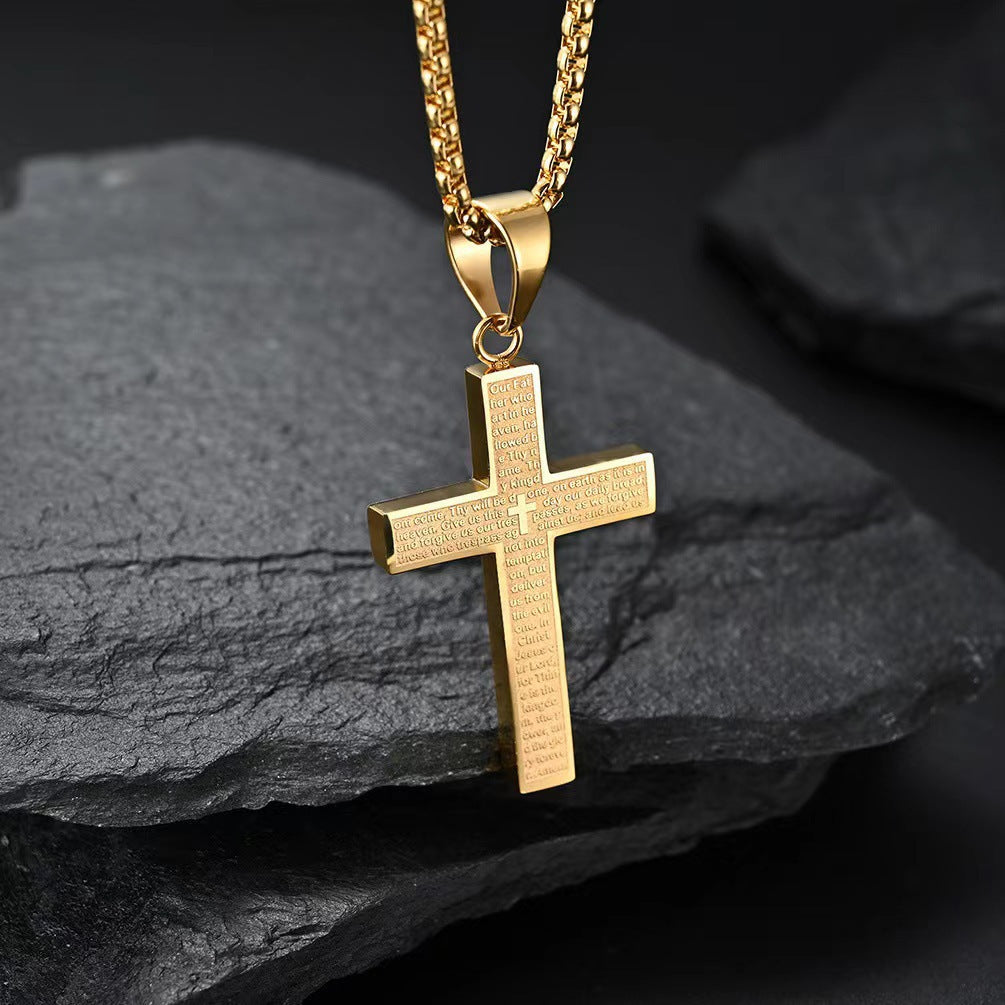 Unfading Stainless Steel Cross Pendant – Inspirational Engraving