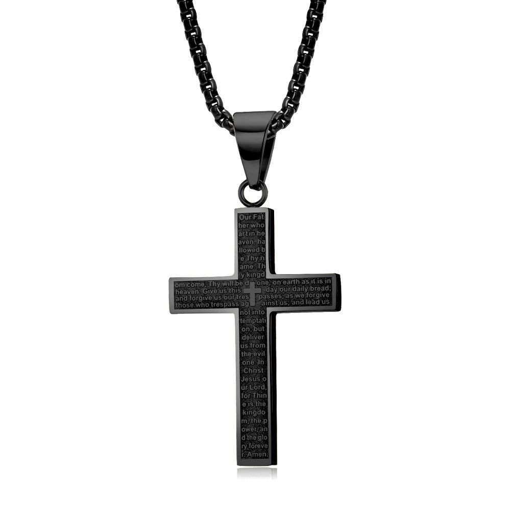 Unfading Stainless Steel Cross Pendant – Inspirational Engraving