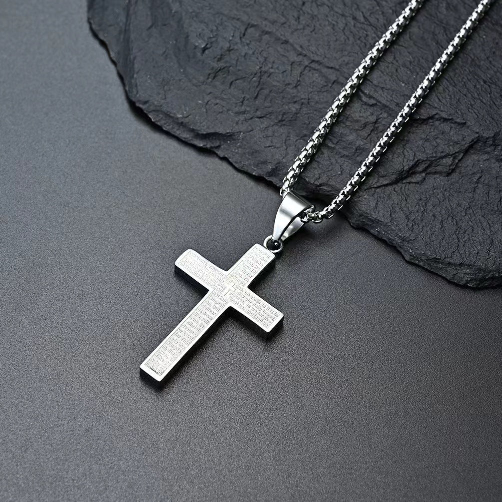 Unfading Stainless Steel Cross Pendant – Inspirational Engraving