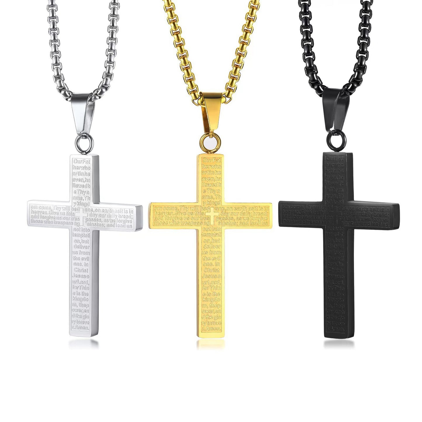 Unfading Stainless Steel Cross Pendant – Inspirational Engraving