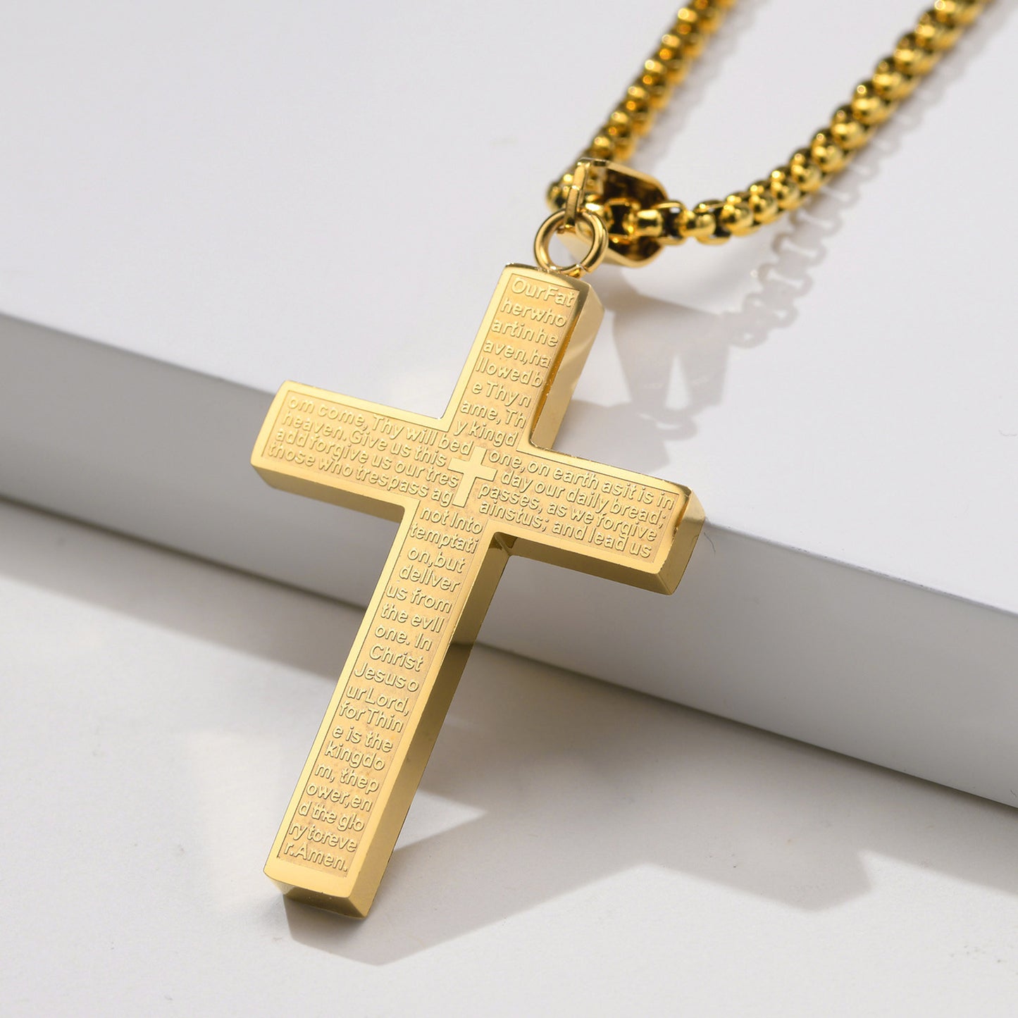 Unfading Stainless Steel Cross Pendant – Inspirational Engraving