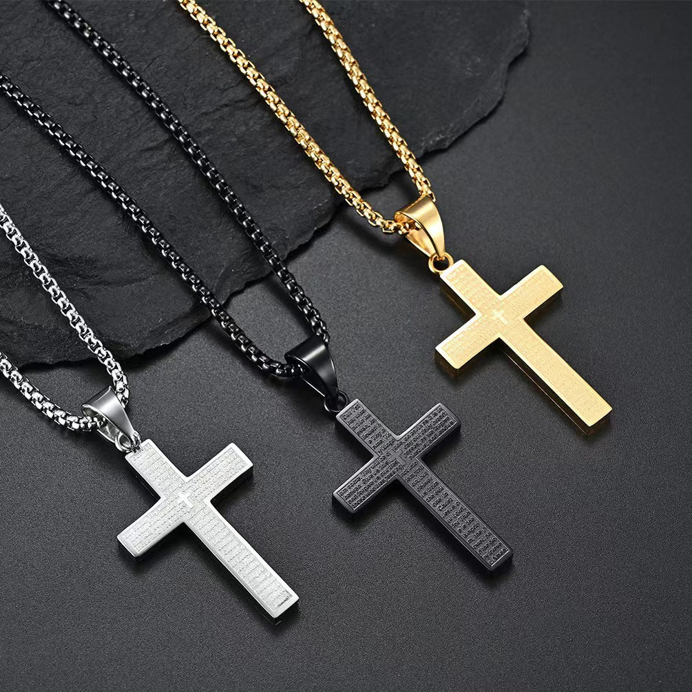 Unfading Stainless Steel Cross Pendant – Inspirational Engraving