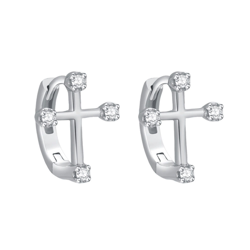 Gift-Ready Shine – Platinum-Plated Moissanite Huggie Earrings