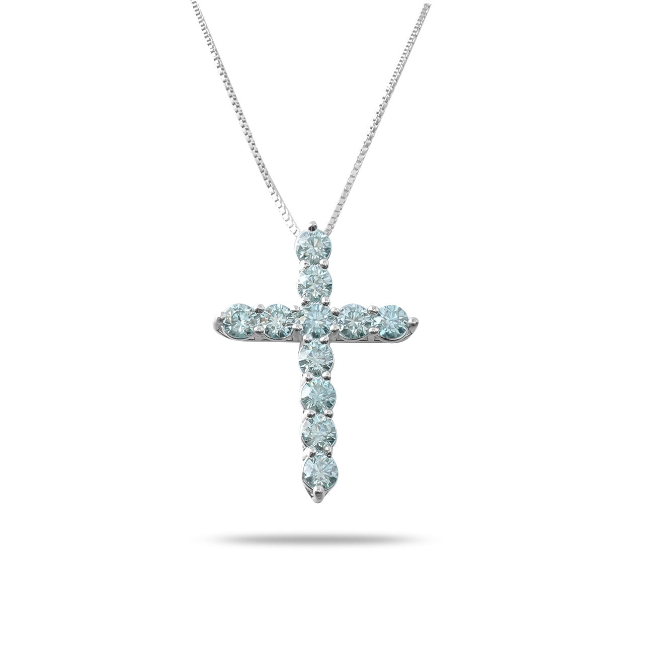 Celestial Cross – 925 Silver Moissanite Necklace (7 Colors)