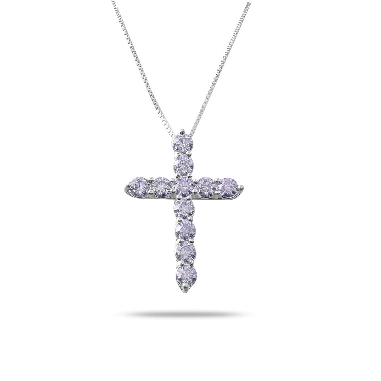 Celestial Cross – 925 Silver Moissanite Necklace (7 Colors)