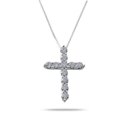 Celestial Cross – 925 Silver Moissanite Necklace (7 Colors)