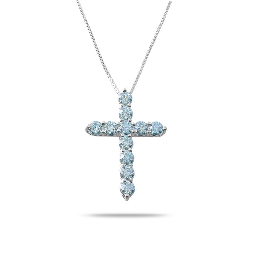 Celestial Cross – 925 Silver Moissanite Necklace (7 Colors)