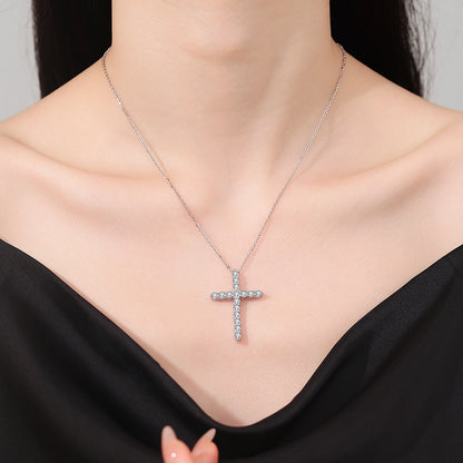 Everlight Moissanite Cross Pendant – 925 Sterling Silver