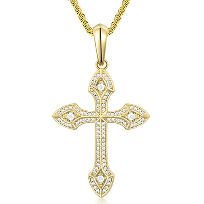 Fthway DivineEdge™ Moissanite Cross Necklace – 18K White Gold Over 925 Silver