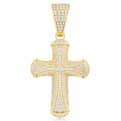 Fthway Signature Luxe Cross – Moissanite-Encrusted Pendant in 18K Gold Plated Silver
