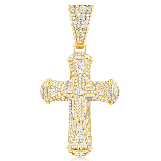 Fthway Signature Luxe Cross – Moissanite-Encrusted Pendant in 18K Gold Plated Silver
