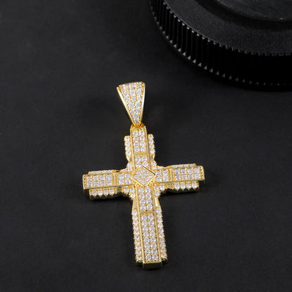 Fthway RadiantFaith™ Cross Necklace – 18K Gold-Plated Sterling Silver with CZ Stones