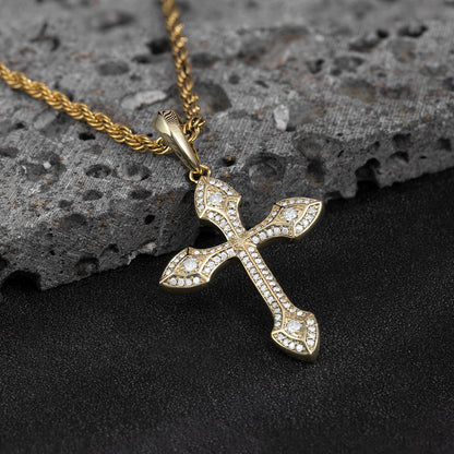 Fthway DivineEdge™ Moissanite Cross Necklace – 18K White Gold Over 925 Silver