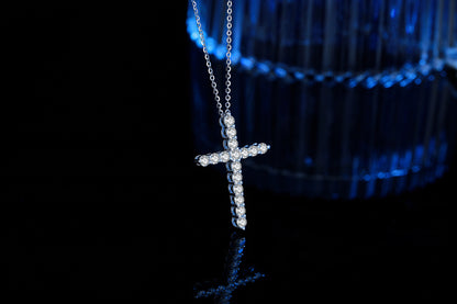 Everlight Moissanite Cross Pendant – 925 Sterling Silver
