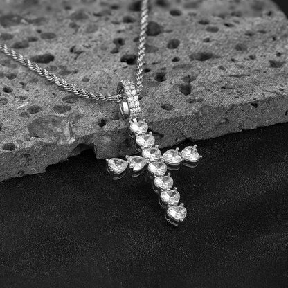 Fthway PureGrace™ Moissanite Cross Necklace – 18K White Gold Over 925 Silver