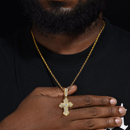 Fthway FaithGlow Gold-Plated Sterling Silver CZ Cross Necklace | Unisex with Stainless Steel Chain