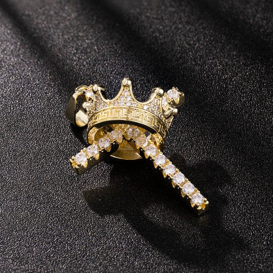 Faith & Royalty – Crown Over Cross Necklace in 925 Silver & Moissanite
