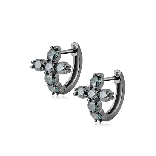 Aurora Gem Huggie Earrings – Sterling Silver with Moissanite Shine