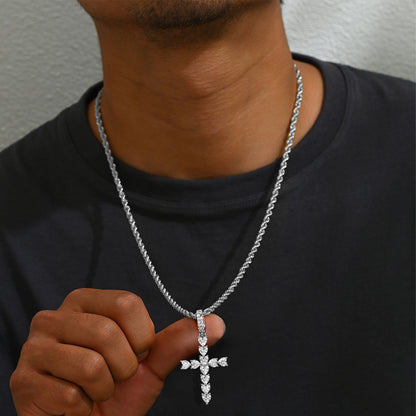 Fthway PureGrace™ Moissanite Cross Necklace – 18K White Gold Over 925 Silver