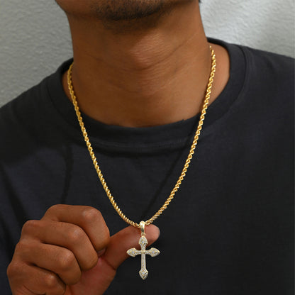 Fthway DivineEdge™ Moissanite Cross Necklace – 18K White Gold Over 925 Silver