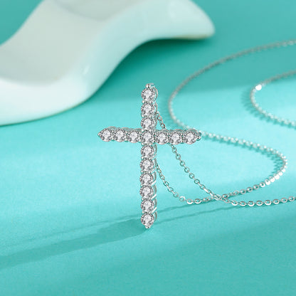 Everlight Moissanite Cross Pendant – 925 Sterling Silver