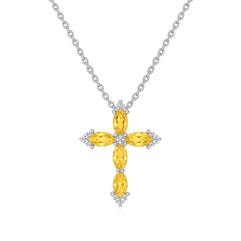Crimson Radiance – 925 Sterling Silver Crystal Cross Necklace