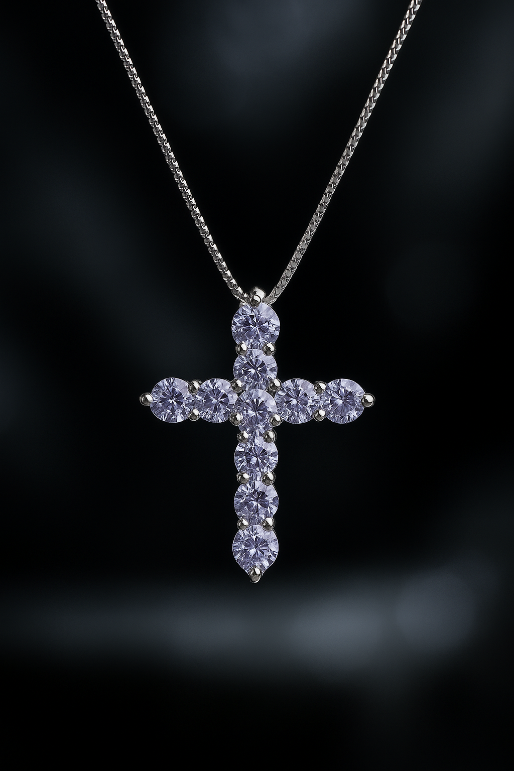 Celestial Cross – 925 Silver Moissanite Necklace (7 Colors)