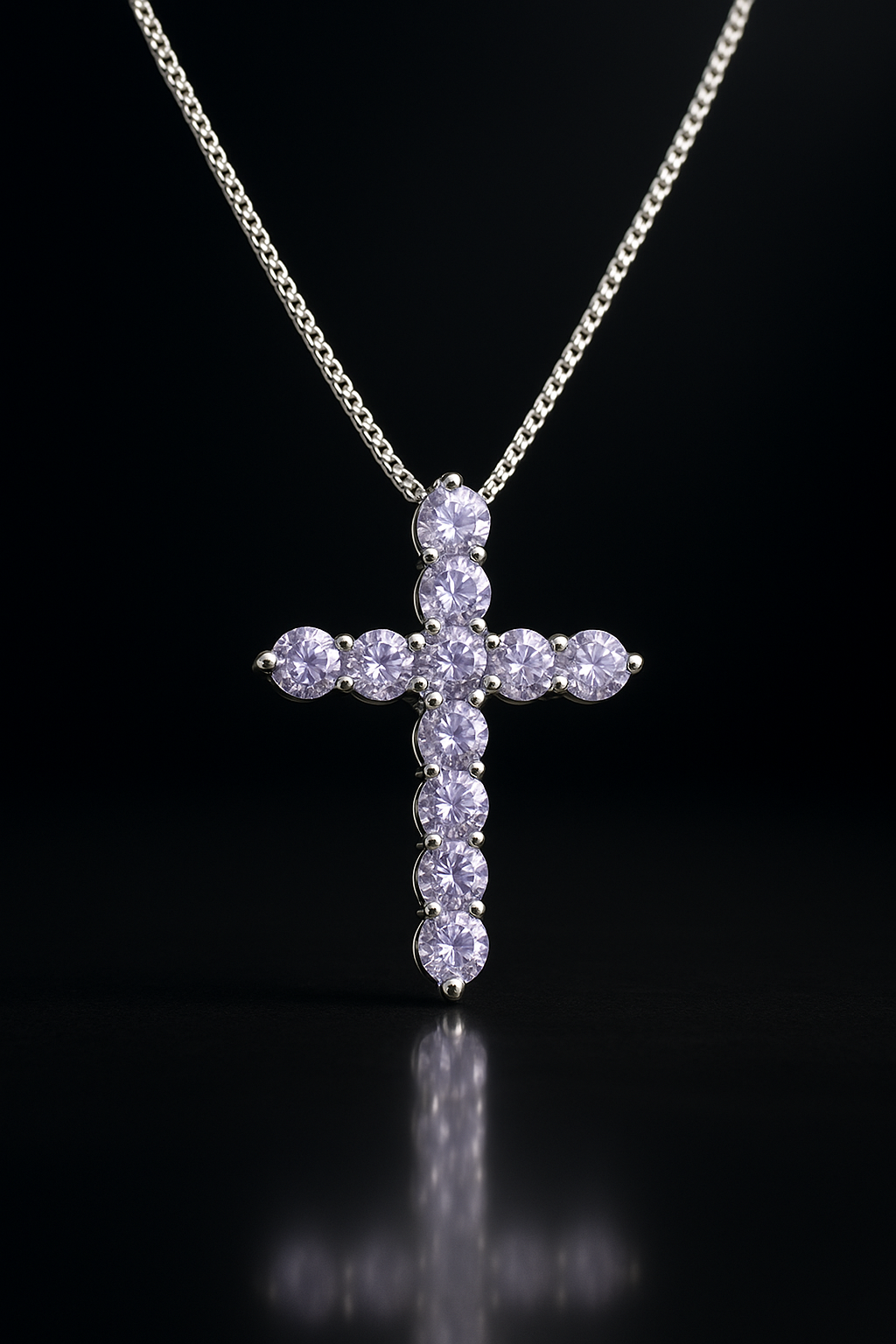Celestial Cross – 925 Silver Moissanite Necklace (7 Colors)