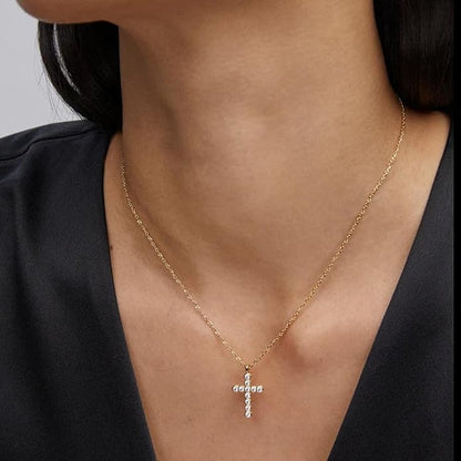 Fthway Cross Crystal Pendant Necklace, Fashion Jewelry for Women