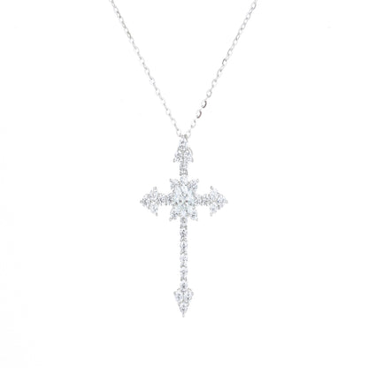 Starburst Moissanite Cross Necklace – 925 Sterling Silver