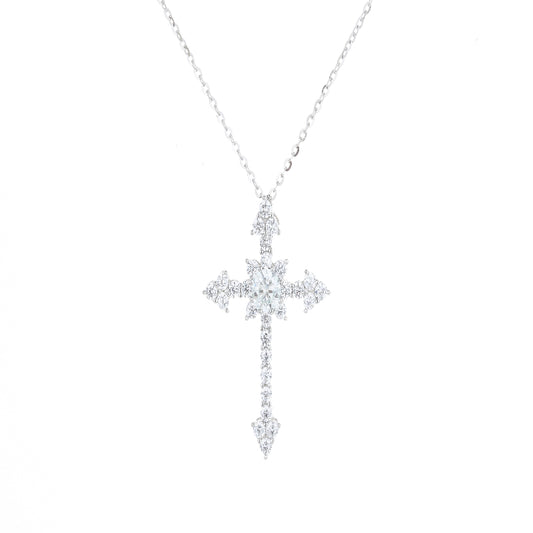 Starburst Moissanite Cross Necklace – 925 Sterling Silver