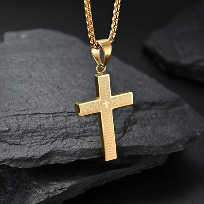 Unfading Stainless Steel Cross Pendant – Inspirational Engraving
